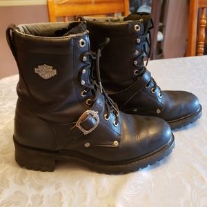 Harley Davidson Mens Black Leather Motorcycle Riding Boots 10
